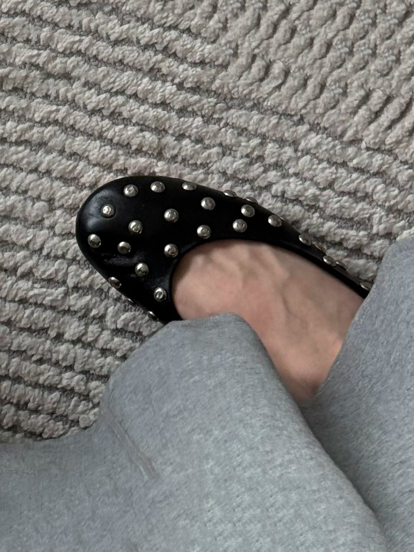 Damen Ballerinas Nieten Design Elegantes Leder