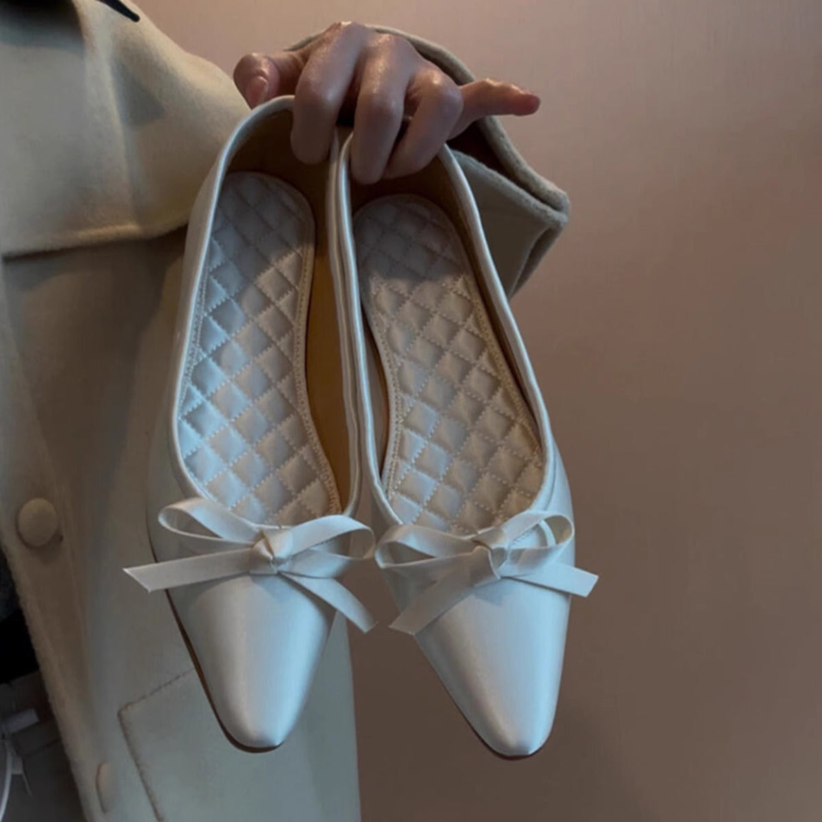 Damen Ballerinas Spitze Schleife Elegantes Design