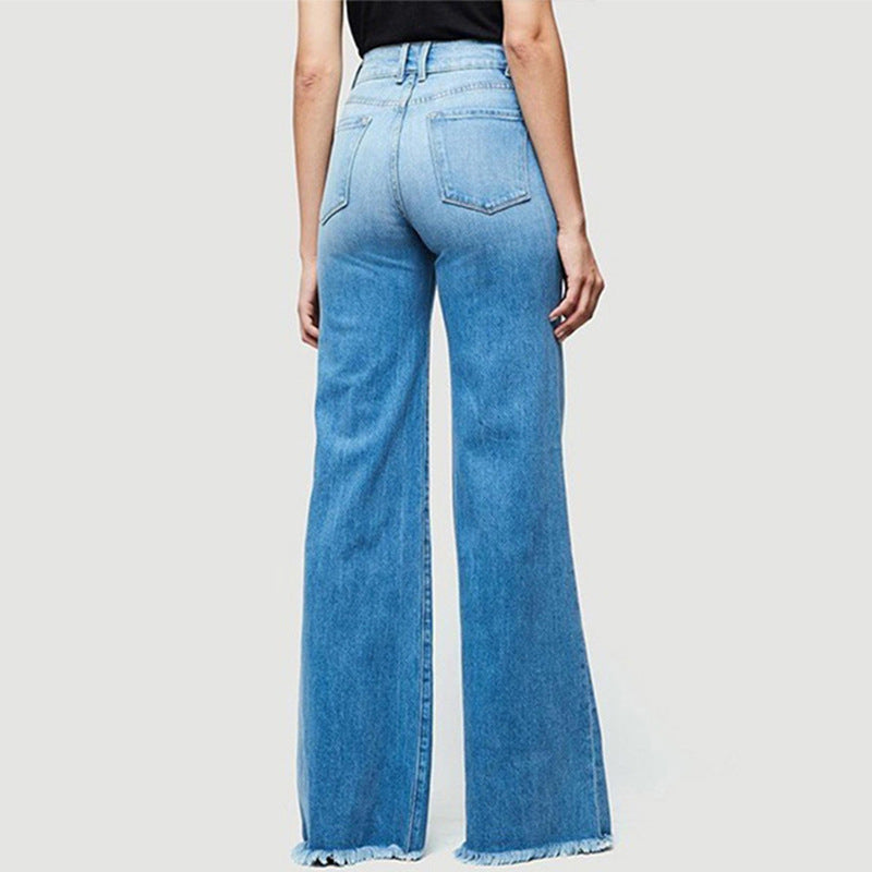 Damen Jeanshose Ausgefranst Trendy Blau