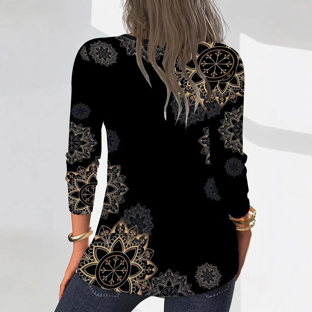 Damenbluse Floraldruck Modern Reißverschluss