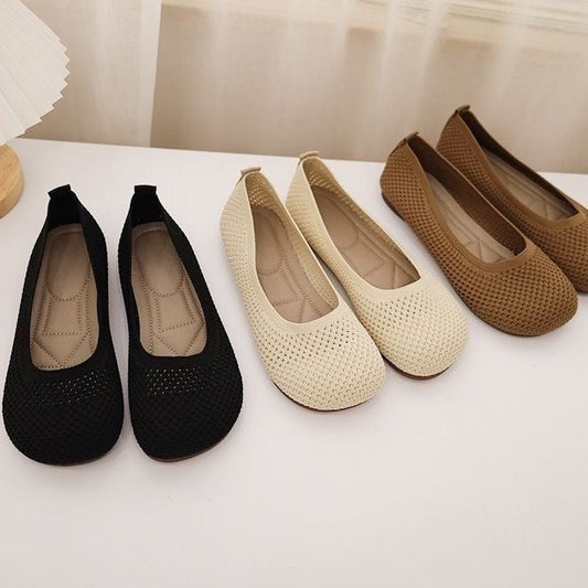 Damen Ballerinas Weich Atmungsaktives Leder Komfortschuhe - Norvielle