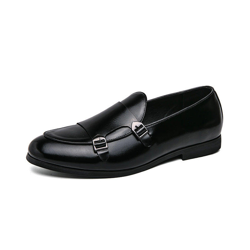 Damen Mokassins Elegante Doppelschnalle Leder