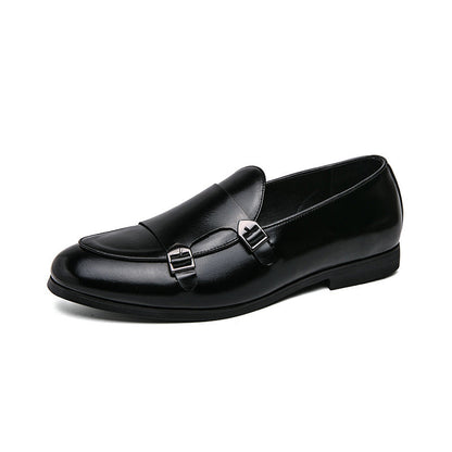 Damen Mokassins Elegante Doppelschnalle Leder