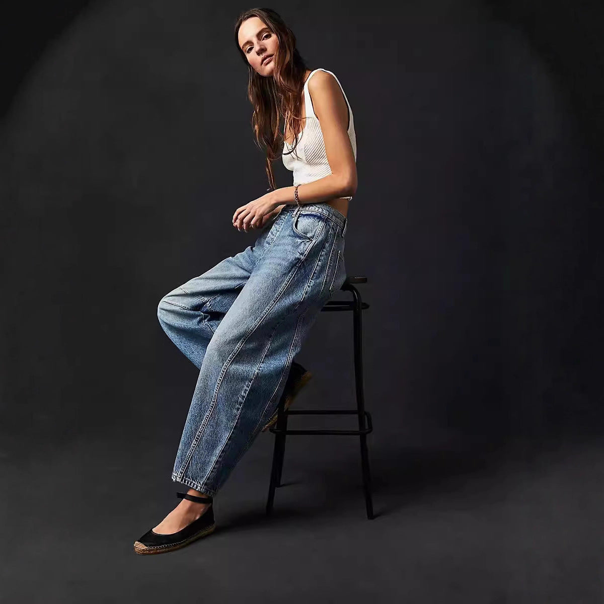 Damen Jeanshose Weite Bein Lässig Casual ist bereits gut, aber ich