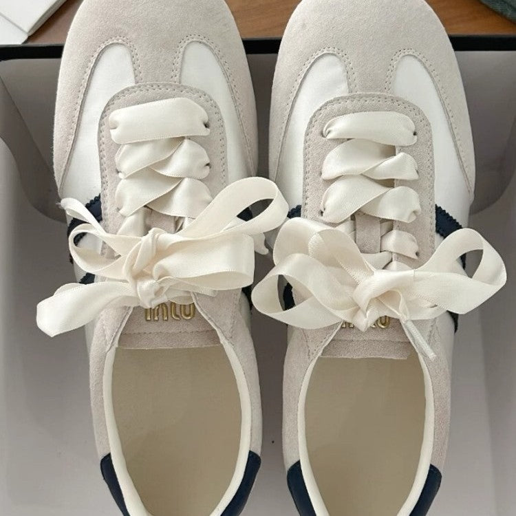 Damen Laufschuhe Elegante Sneaker Satinband