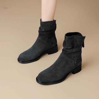 Damen Ankle Boots Lässig Falten Design