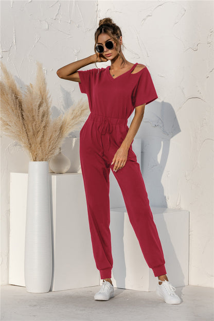 Damen Overall Relaxed Fit Schulterfrei mit Kordelzug