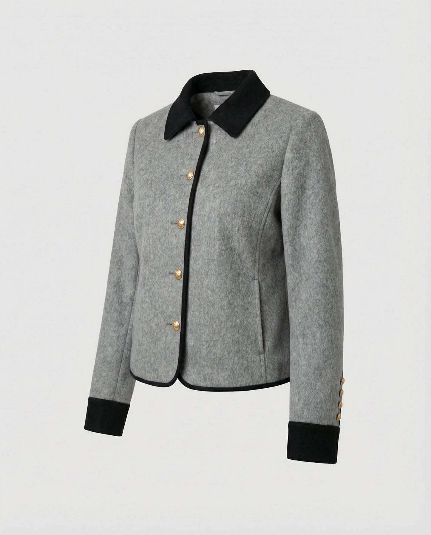 Damen Tweedjacke Wollmix Braun Mit Brusttasche