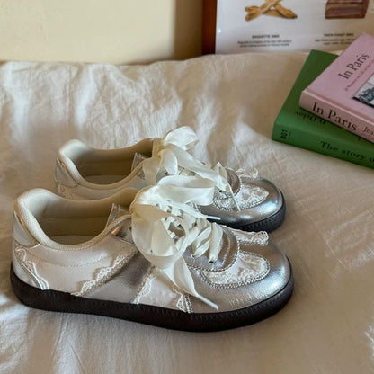 Damen Sneaker Satin Schuhe Elegantes Design