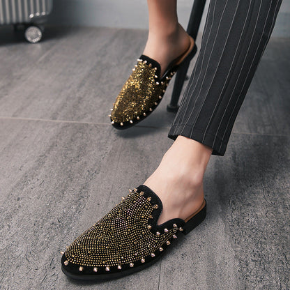 Damen Mokassins Weiches Innenfutter Nieten Lederschuhe