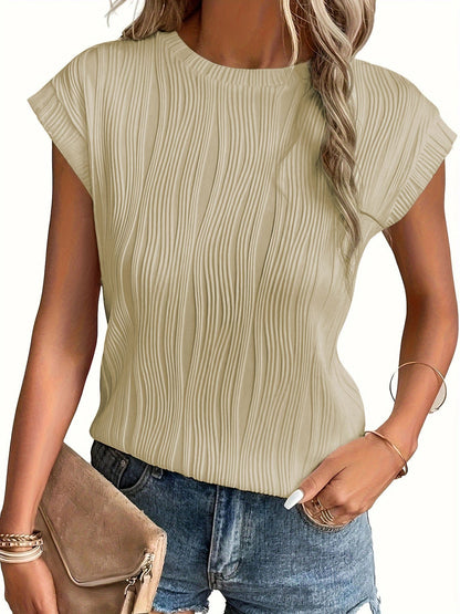 Damen Elastisch Wellenmuster Elegantes Oberteil