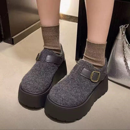 Damen Hochhackige Plattform-Pantoletten Bequem Schnalle Schuhe