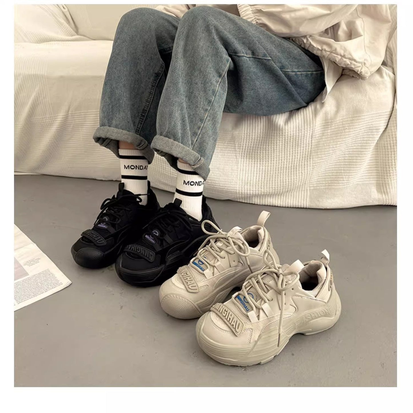 Damen Sneaker Bequem Chunky Sportlich