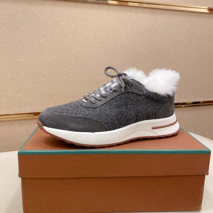 Damen Sneaker Fellkragen