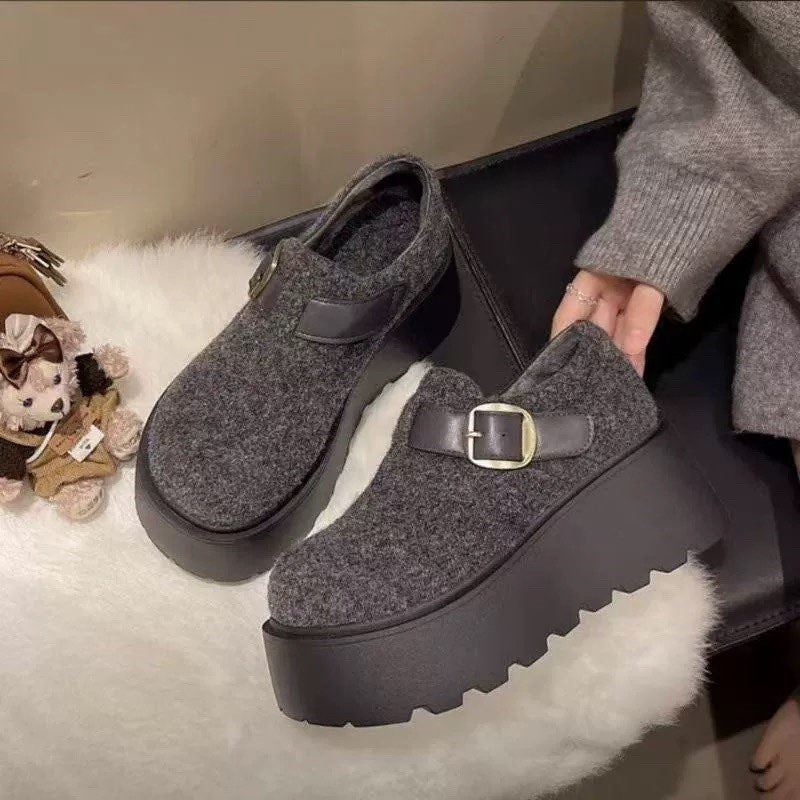 Damen Hochhackige Plattform-Pantoletten Bequem Schnalle Schuhe