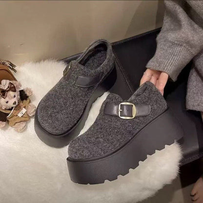 Damen Hochhackige Plattform-Pantoletten Bequem Schnalle Schuhe