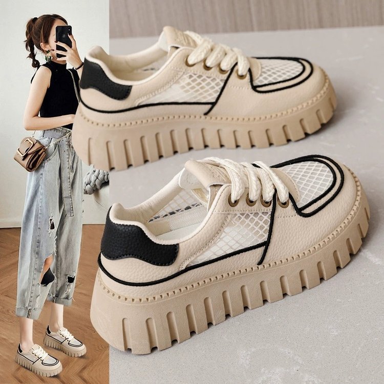 Damen Plateau Sneaker Atmungsaktives Material Sportlich - Norvielle