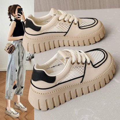 Damen Plateau Sneaker Atmungsaktives Material Sportlich - Norvielle