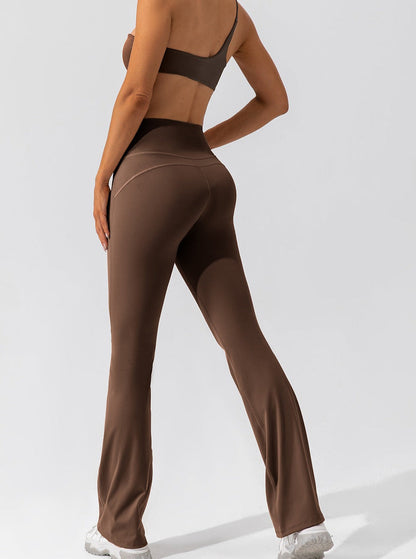 Hohe Taille Damen Flare Leggings Crossover Bund Komfort
