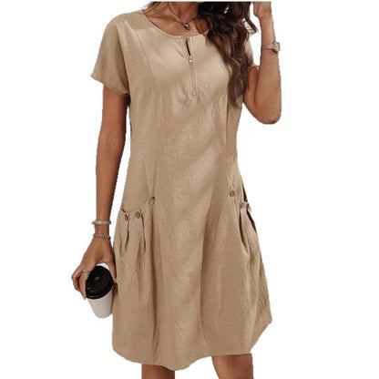 Damen Freizeitkleid Reißverschluss Bequem