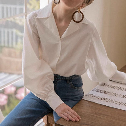 Damen Bluse Puffärmel Elegant Modern