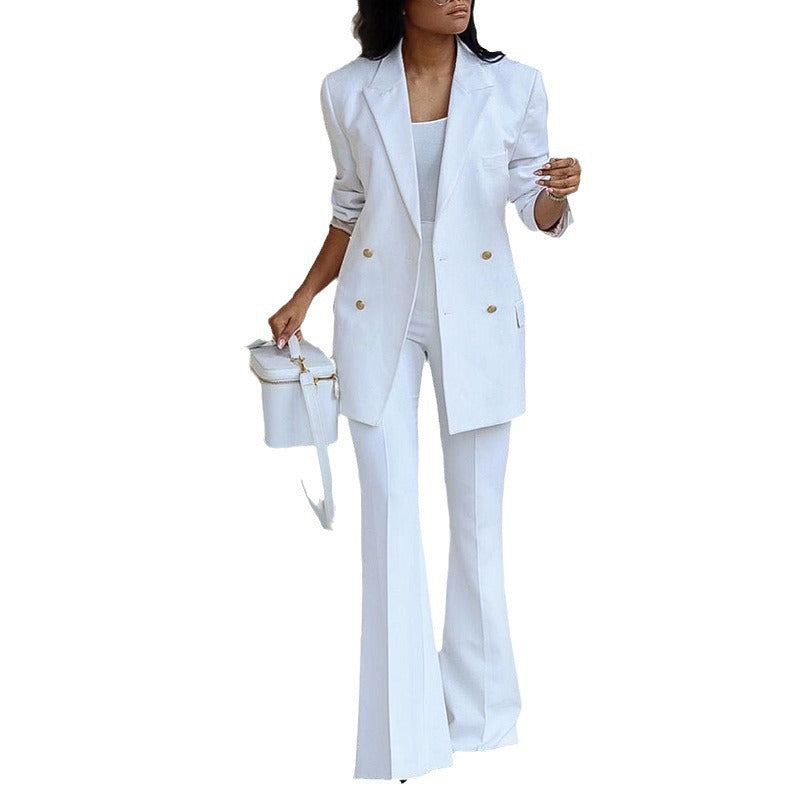Damen Blazer-Set Elegant Weites Bein Taillengürtel