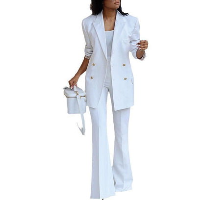 Damen Blazer-Set Elegant Weites Bein Taillengürtel