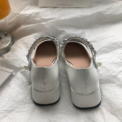 Damen Mary Jane Schuhe Metallic Elegantes Design