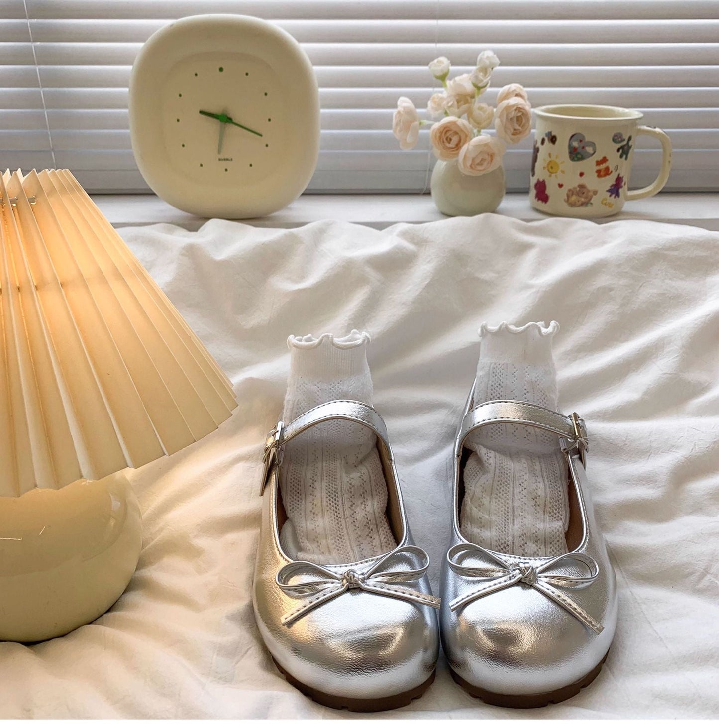 Damen Ballerinas mit Schleifen Comfort Fußbett