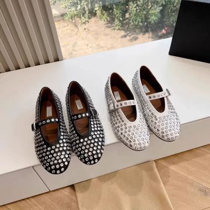 Damen Ballerinas Glitzer Schuhe Strass Dekoration