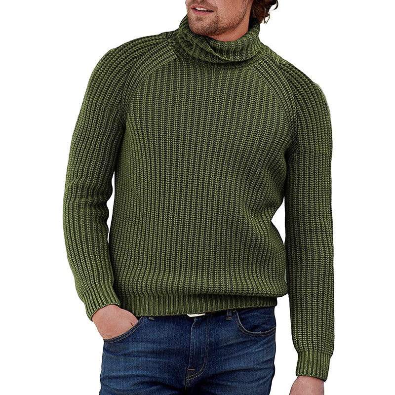 Herren Pullover Strukturiert Grobstrick Hochkragen Modern