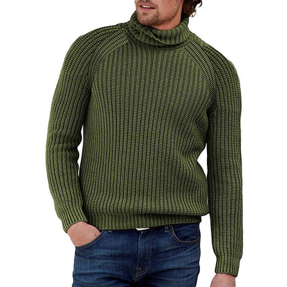 Herren Pullover Strukturiert Grobstrick Hochkragen Modern