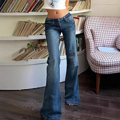 Damen Highwaist Jeans Stretch Bequem Flared