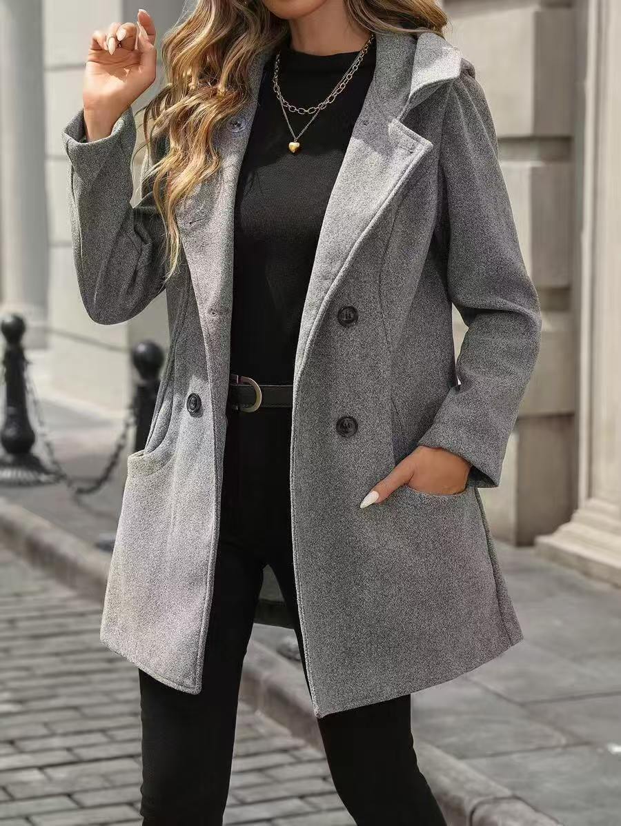 Damen Wintermantel Bequem Elegant mit Taschen