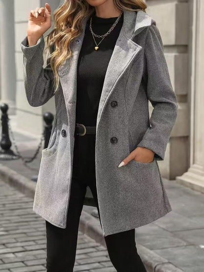Damen Wintermantel Bequem Elegant mit Taschen