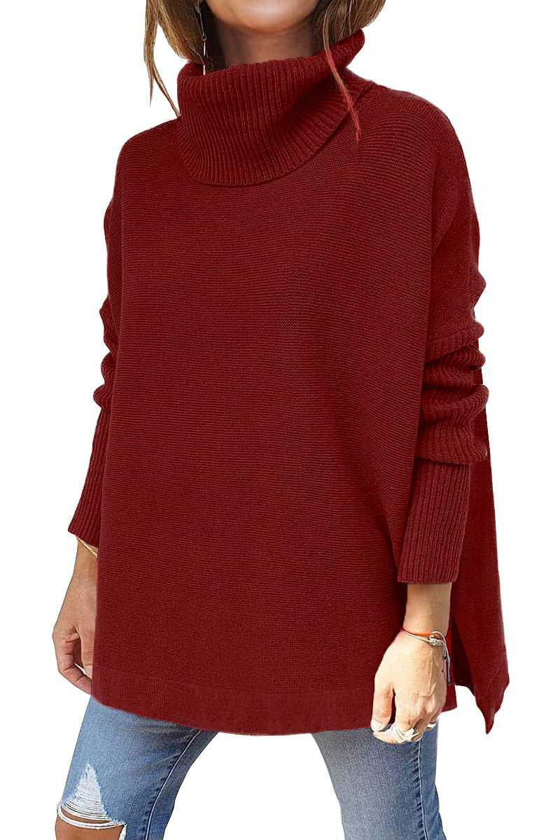 Damen Oversized Rollkragenpullover Großmasche Strick