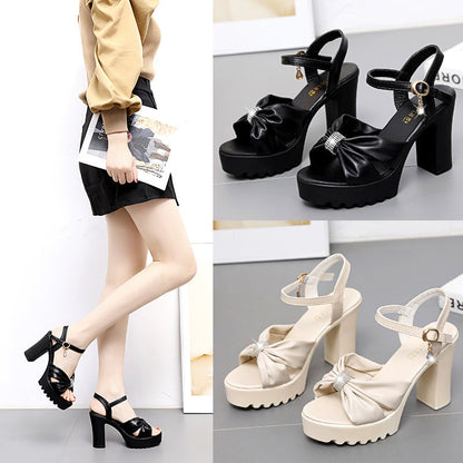 Damen Plateau-Sandaletten Stabiles Sohlen-Design Elegantes Schwarz - Norvielle