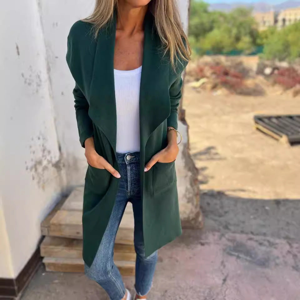 Damen Langcardigan Strick Offene Kanten