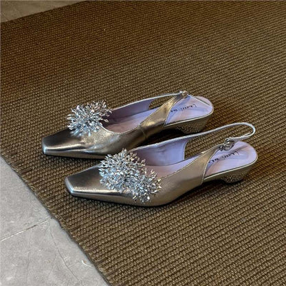 Damen Slingback Pumps Kristall Glitzer