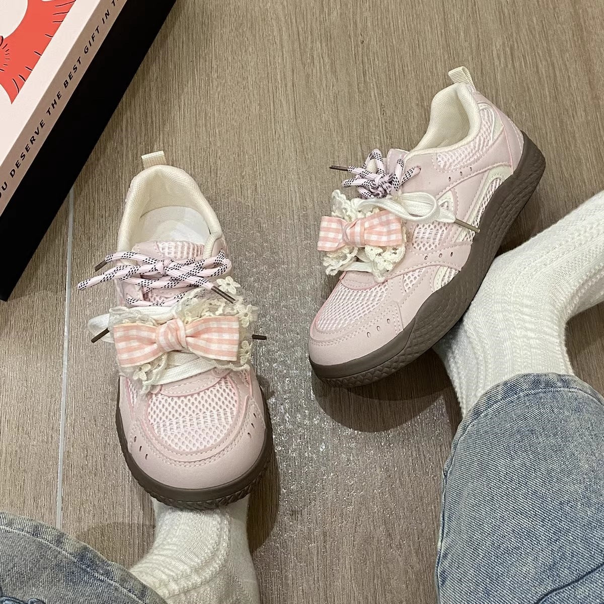 Damen Sneaker Karomuster Atmungsaktiv