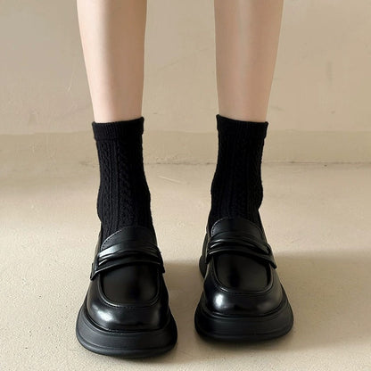Damen Plateau Loafers Robust Leder