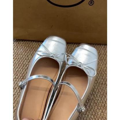 Damen Ballerinas mit Schleifen Komfort Riemenverschluss - Norvielle