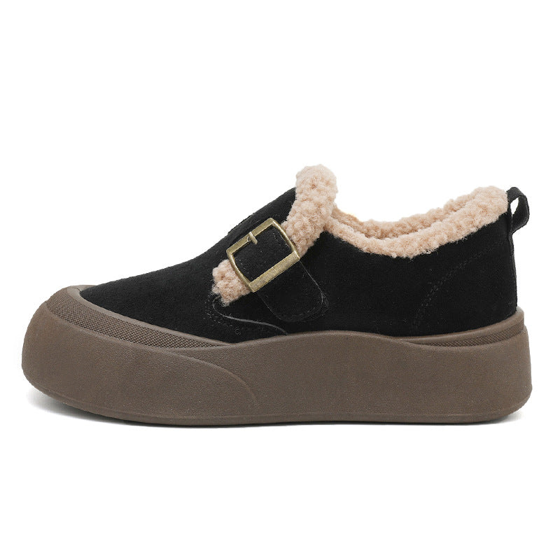 Damen Slipper Flauschig Warm Schnalle