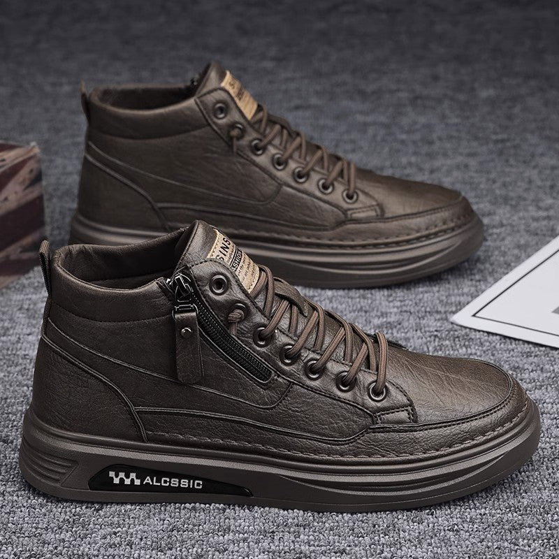 Herren High- Sneaker Sportlich Reißverschluss Laufsohle
