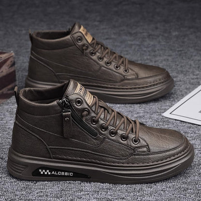 Herren High- Sneaker Sportlich Reißverschluss Laufsohle