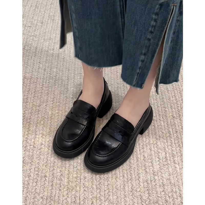 Damen Loafers Komfortabel Leder Braun
