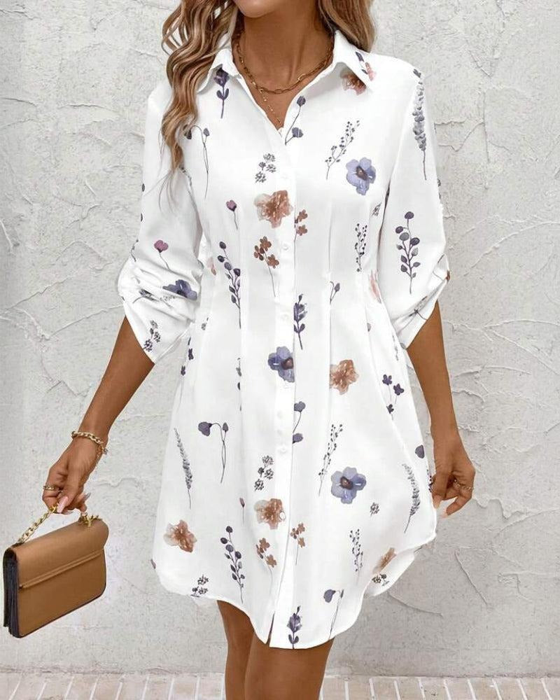 Damenkleid Bluse-Style Floral Komfortschnitt Modern