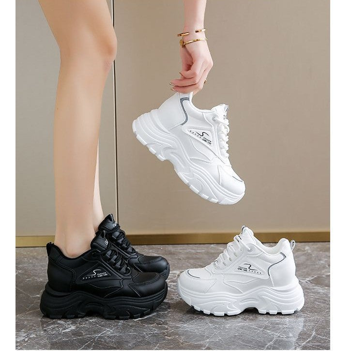 Damen Chunky Sneaker Atmungsaktives Obermaterial Sportlich Weite Sohle - Norvielle