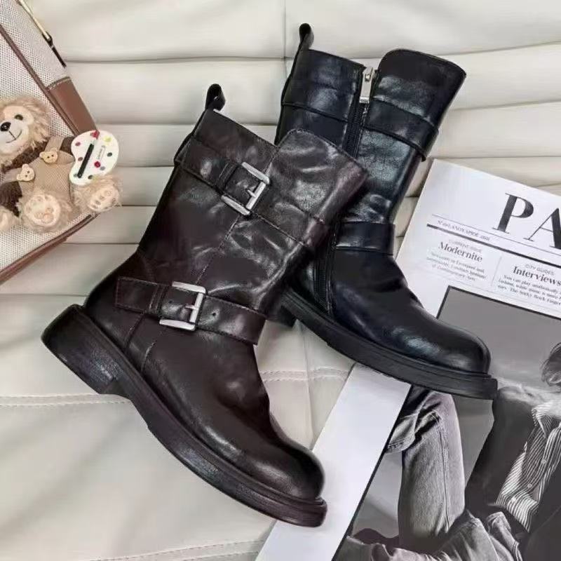 Damen Schnürstiefel Robustes Leder