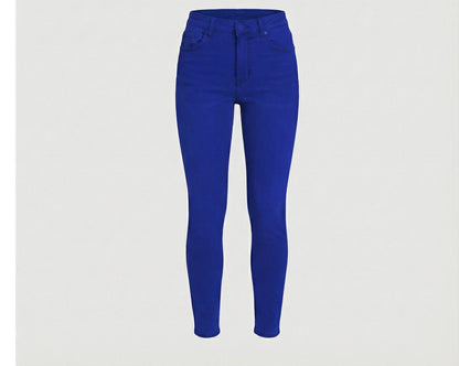 Damen Hochtaillierte Cargo-Hose Slim-Fit Modern